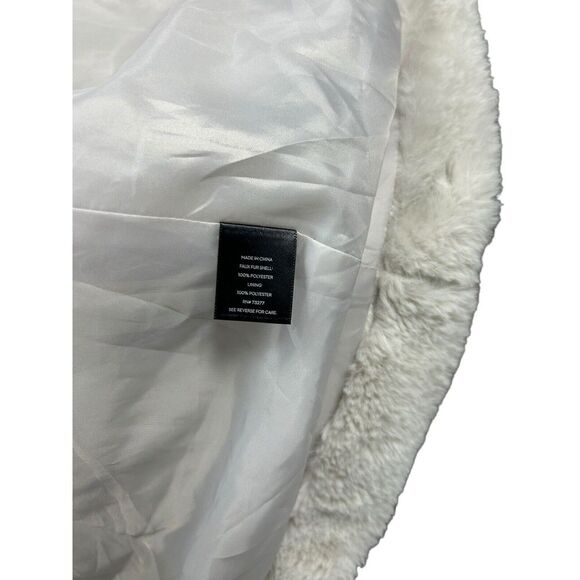 Vera Wang Size Large Ivory Faux Fur Shell Waist Length Coat Luxury Designer - Picture 11 of 13